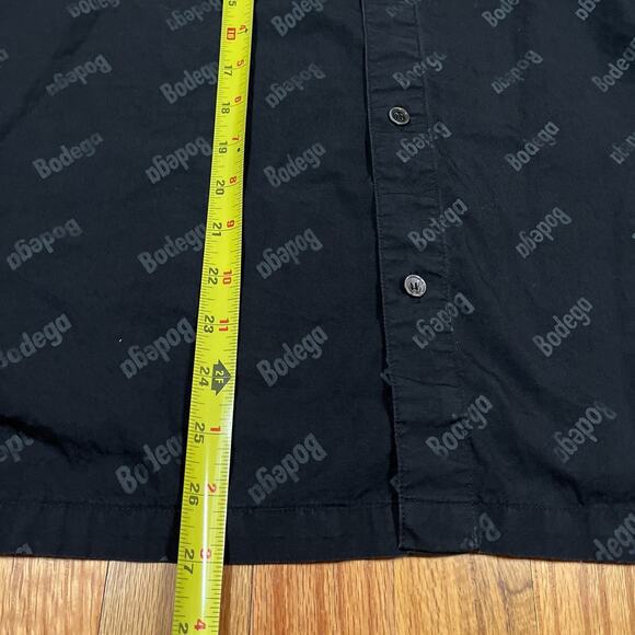 Bodeda Short Sleeve AOP Spellout Logo Button Up Shirt Black Size Medium - Picture 6 of 10